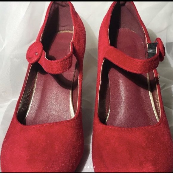 Red 60"s Style heels Cosplay Halloween Retro - Picture 2 of 6